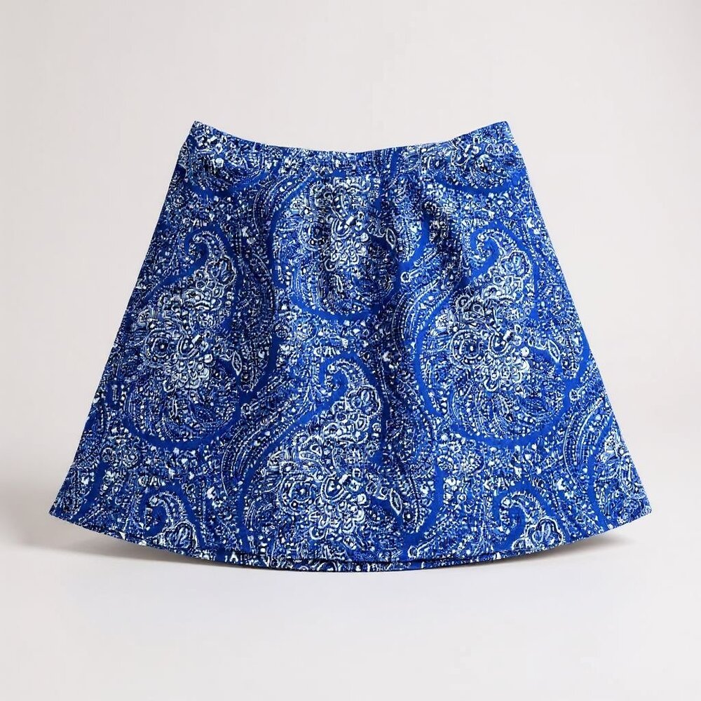 Isaac Mizrahi Live! Womens Blue and White Paisley Print Skort - Picture 1 of 14